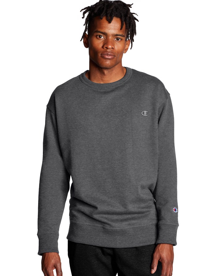 Champion Powerblend Fleece Crew C Logo Sweatshirt Heren - DonkerGrijs - Belgie 9386VREMW